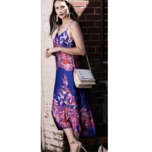 NWT Banana Republic | midi slip dress size 0 flowers leaves - Picture 3 of 5